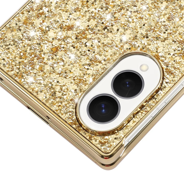 For Samsung Galaxy Z Fold8 Case Electroplating TPU + PC Sparkling Glitter Phone Back Cover - Gold - 5