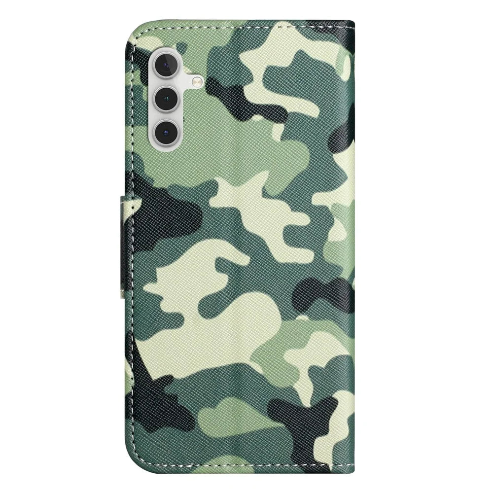For Samsung Galaxy A54 5G Pattern Printing PU Leather Wallet Case Cross Texture Magnetic Closure Stand Flip Phone Cover - Camouflage - 6