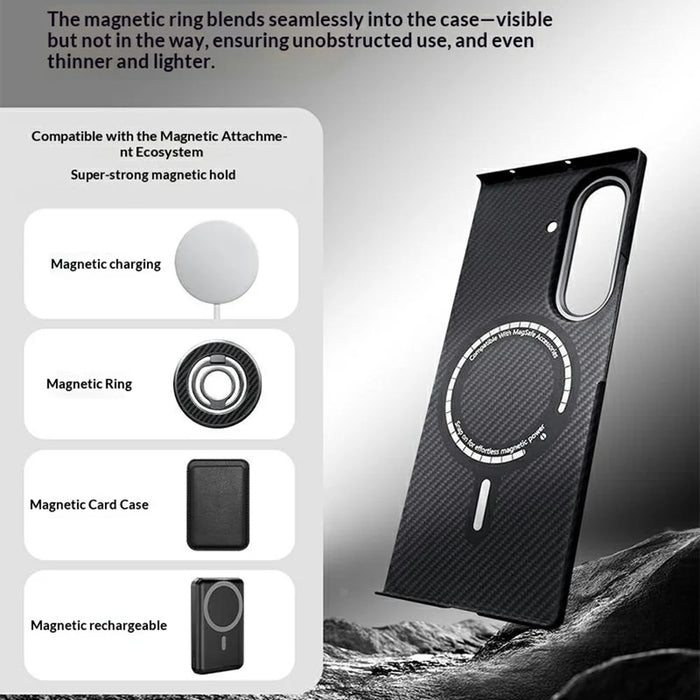 For Samsung Galaxy Z Fold8 Ultra Magnetic Case Aramid Fiber 600D Fine Texture Phone Cover Metal Lens Frame - 2