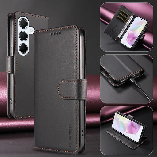 BETOPNICE for Samsung Galaxy A35 5G 006 Case RFID Blocking Wallet Stand Leather Phone Cover with Wrist Strap - Black - 2