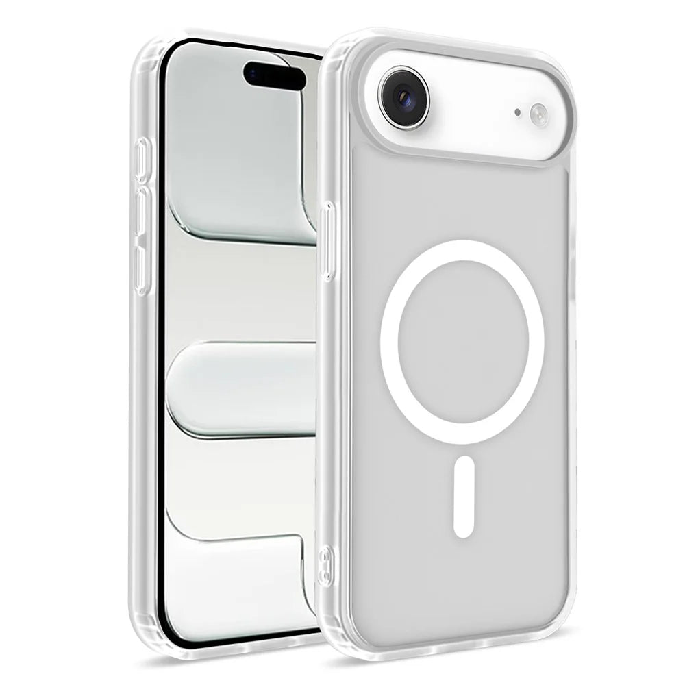 For iPhone Air Magnetic Case 2.0mm Skin-Touch TPU PC Shockproof Phone Cover Compatible with MagSafe - White - 1