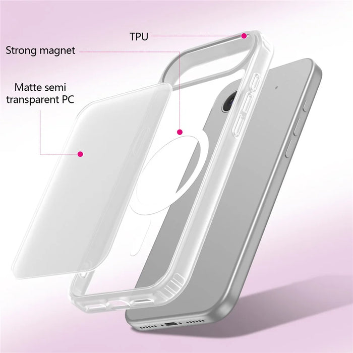 For iPhone Air Magnetic Case 2.0mm Skin-Touch TPU PC Shockproof Phone Cover Compatible with MagSafe - White - 2
