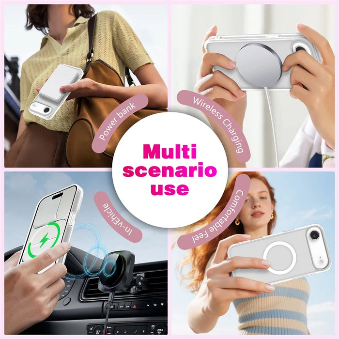For iPhone Air Magnetic Case 2.0mm Skin-Touch TPU PC Shockproof Phone Cover Compatible with MagSafe - White - 3