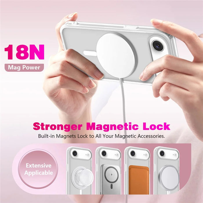 For iPhone Air Magnetic Case 2.0mm Skin-Touch TPU PC Shockproof Phone Cover Compatible with MagSafe - White - 4