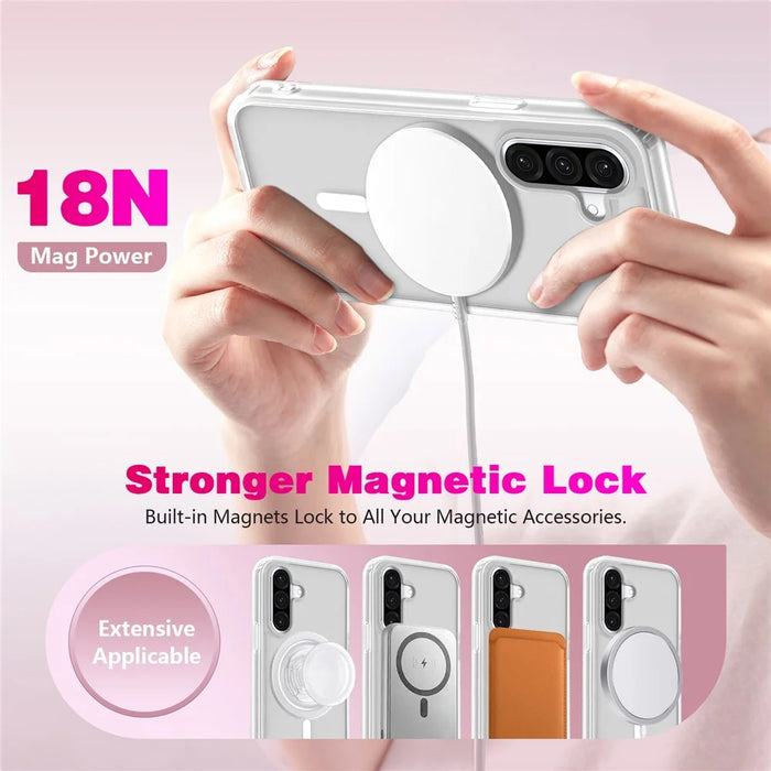 For Samsung Galaxy S26+ Magnetic Case 2.0mm Skin-Touch TPU PC Shockproof Phone Cover - White - 4