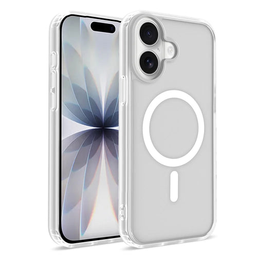 For iPhone 16 Magnetic Case 2.0mm Skin-Touch TPU PC Shockproof Phone Cover Compatible with MagSafe - White - 1