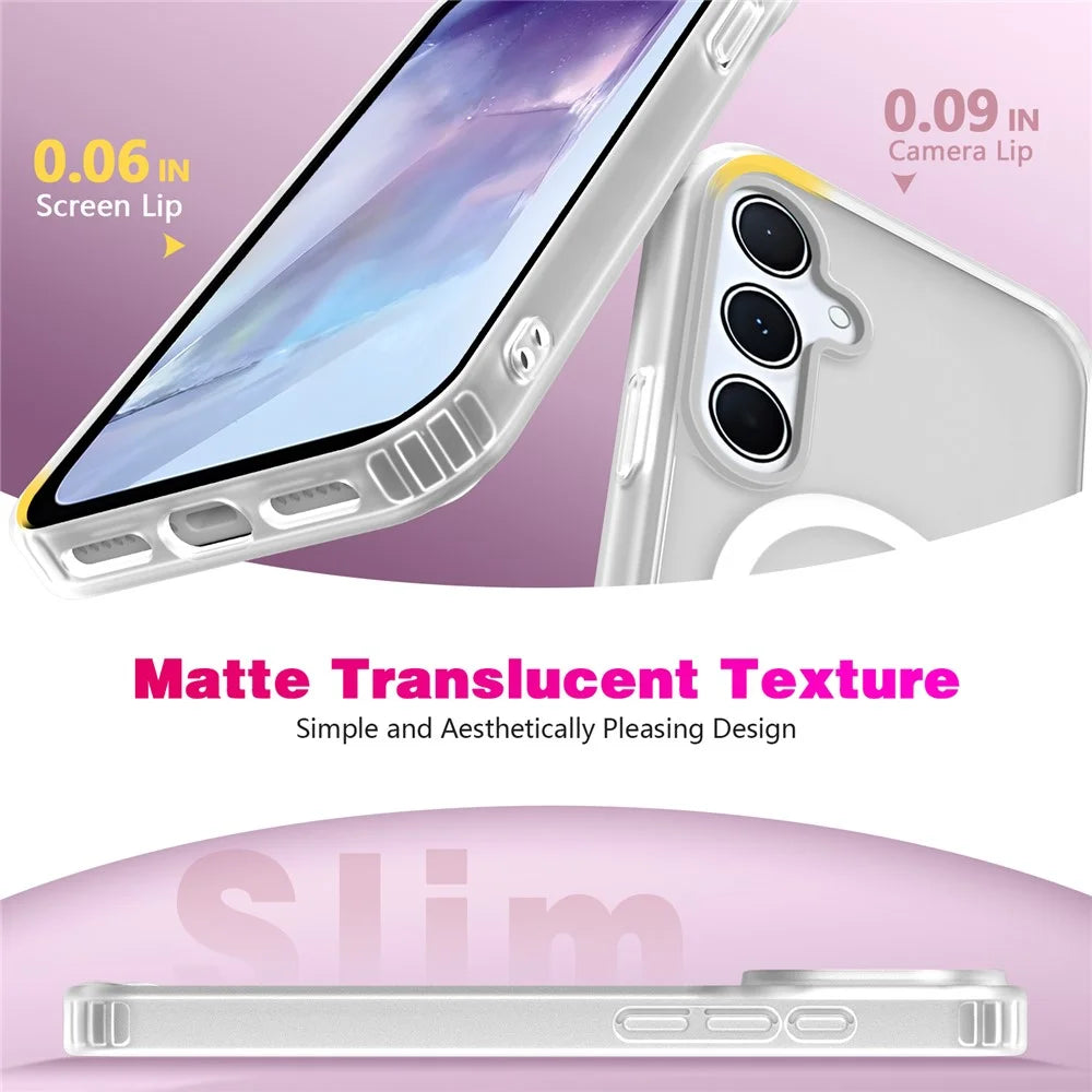For Samsung Galaxy S25 Magnetic Case 2.0mm Skin-Touch TPU PC Shockproof Phone Cover - White - 5