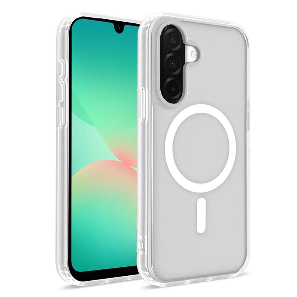 For Samsung Galaxy A18 5G  /  A18 4G  /  A26 5G  /  A17 5G  /  A17 4G Magnetic Case 2.0mm Skin-Touch TPU PC Shockproof Phone Cover - White - 1