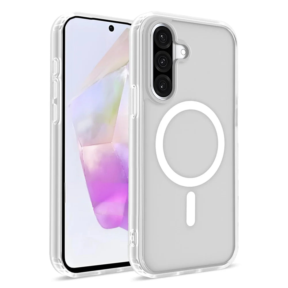 For Samsung Galaxy A36 5G  /  A37 5G Magnetic Case 2.0mm Skin-Touch TPU PC Shockproof Phone Cover - White - 1