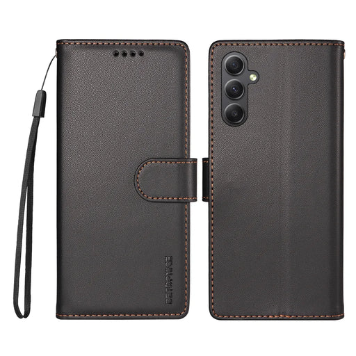 BETOPNICE for Samsung Galaxy A34 5G 006 Case RFID Blocking Wallet Stand Leather Phone Cover with Wrist Strap - Black - 1