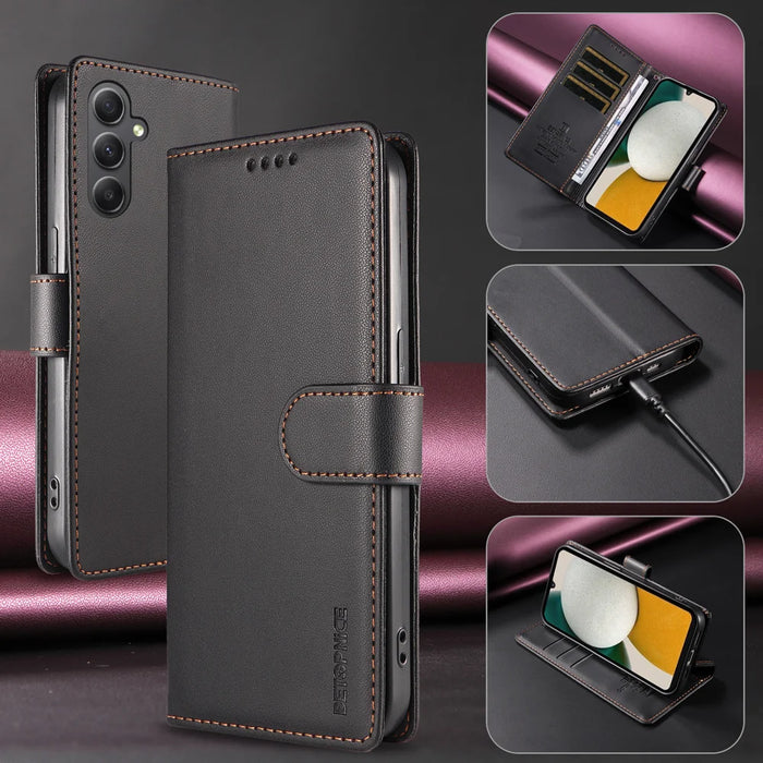 BETOPNICE for Samsung Galaxy A34 5G 006 Case RFID Blocking Wallet Stand Leather Phone Cover with Wrist Strap - Black - 2