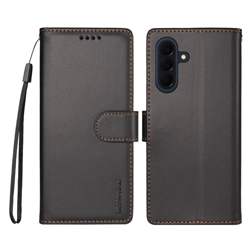 BETOPNICE for Samsung Galaxy A57 5G 006 Case RFID Blocking Wallet Stand Leather Phone Cover with Wrist Strap - Black - 1