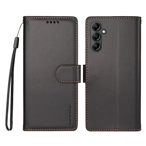 BETOPNICE for Samsung Galaxy A14 4G / Galaxy A14 5G 006 Case RFID Blocking Wallet Stand Leather Phone Cover with Wrist Strap - Black - 1