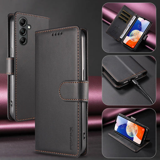 BETOPNICE for Samsung Galaxy A14 4G / Galaxy A14 5G 006 Case RFID Blocking Wallet Stand Leather Phone Cover with Wrist Strap - Black - 2