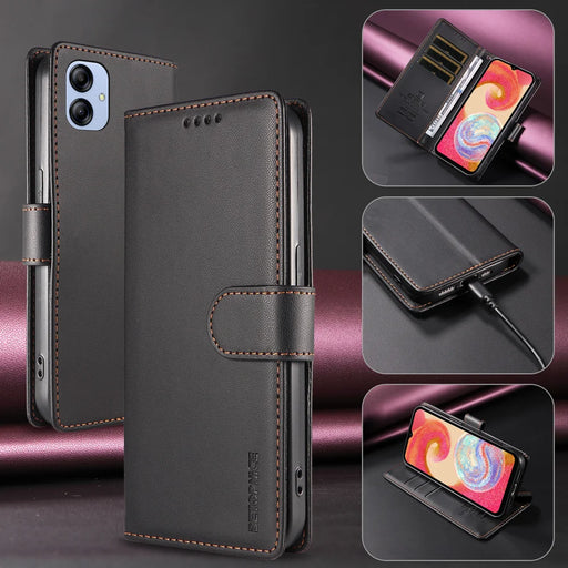 BETOPNICE for Samsung Galaxy F04 4G / Galaxy A04e 4G 006 Case RFID Blocking Wallet Stand Leather Phone Cover with Wrist Strap - Black - 2