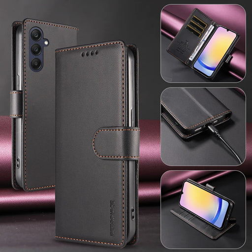 BETOPNICE for Samsung Galaxy A25 5G (Global) (161mm) 006 Case RFID Blocking Wallet Stand Leather Phone Cover with Wrist Strap - Black - 2