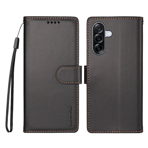 BETOPNICE for Samsung Galaxy A36 5G / Galaxy A37 5G 006 Case RFID Blocking Wallet Stand Leather Phone Cover with Wrist Strap - Black - 1