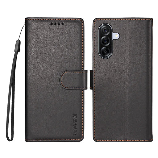 BETOPNICE for Samsung Galaxy A36 5G / Galaxy A37 5G 006 Case RFID Blocking Wallet Stand Leather Phone Cover with Wrist Strap - Black - 1