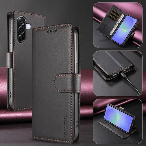 BETOPNICE for Samsung Galaxy A36 5G / Galaxy A37 5G 006 Case RFID Blocking Wallet Stand Leather Phone Cover with Wrist Strap - Black - 2