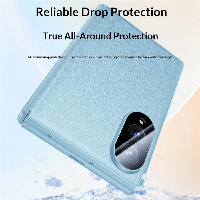 For Samsung Galaxy Z Fold8 Case with Anti-spy Tempered Glass Screen Protector Leather + PC Hinge Protection Phone Cover - Black - 6
