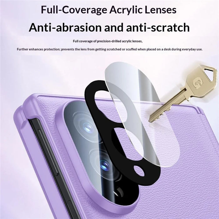 For Samsung Galaxy Z Fold8 Case with Anti-spy Tempered Glass Screen Protector Leather + PC Hinge Protection Phone Cover - Black - 7