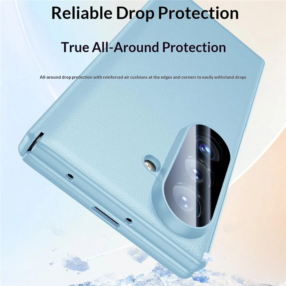 For Samsung Galaxy Z Fold8 Ultra Case with Anti-spy Tempered Glass Screen Protector Leather + PC Hinge Protection Phone Cover - Black - 5