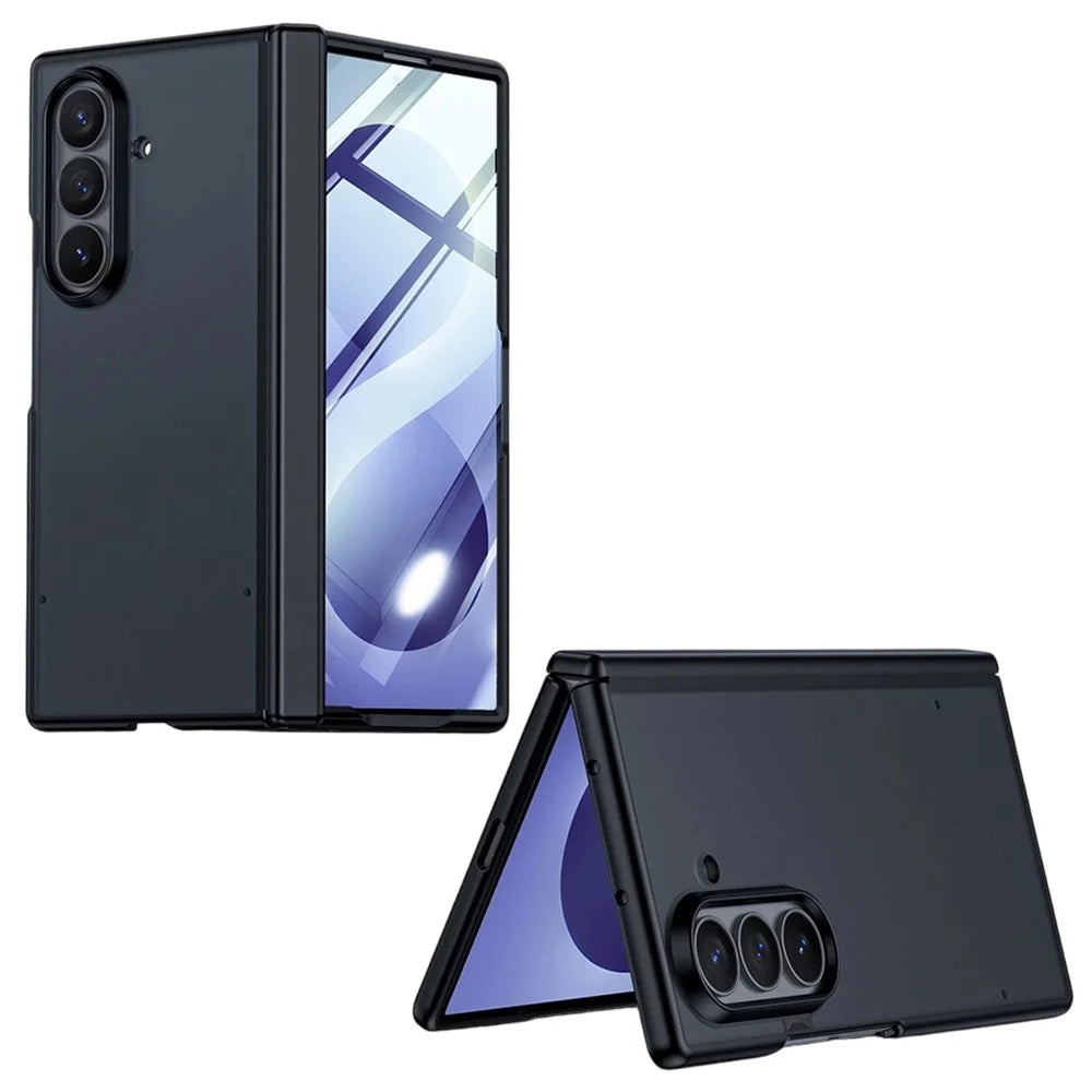 For Samsung Galaxy Z Fold8 Ultra Case with HD Screen Protector Skin-touch PC Matte Protective Phone Cover - Black - 1