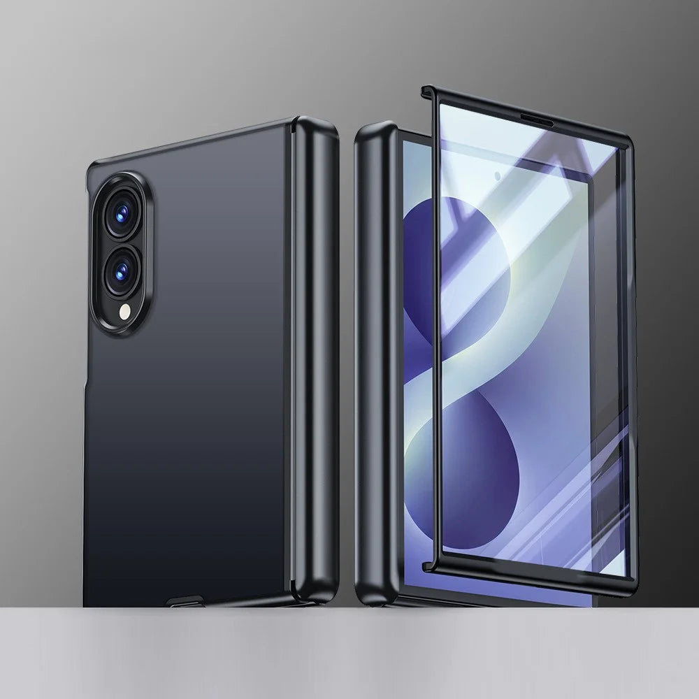 For Samsung Galaxy Z Fold8 Case with HD Screen Protector Skin-touch PC Matte Protective Phone Cover - Black - 1