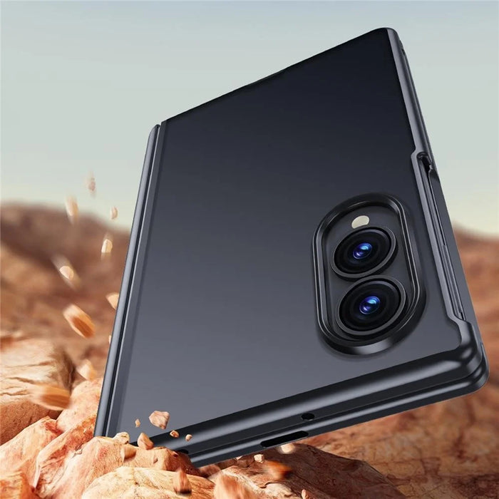 For Samsung Galaxy Z Fold8 Case with HD Screen Protector Skin-touch PC Matte Protective Phone Cover - Black - 6