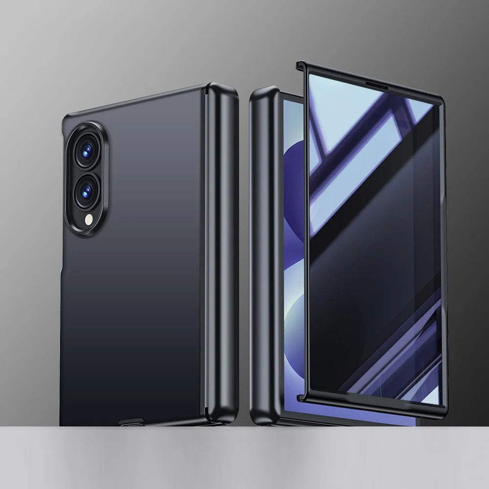 For Samsung Galaxy Z Fold8 Case with Anti-spy Screen Protector Skin-touch PC Matte Protective Phone Cover - Black - 1