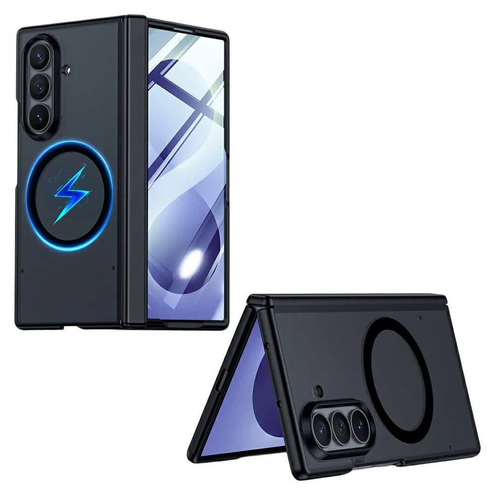 For Samsung Galaxy Z Fold8 Ultra Magnetic Case with HD Screen Protector Skin-Feel Matte PC Hinge Protection Phone Cover - Black - 1