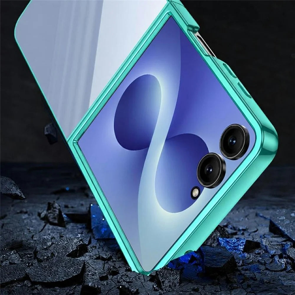 For Samsung Galaxy Z Flip8 Case Electroplated Frame Hard PC Clear Phone Cover - Black - 4