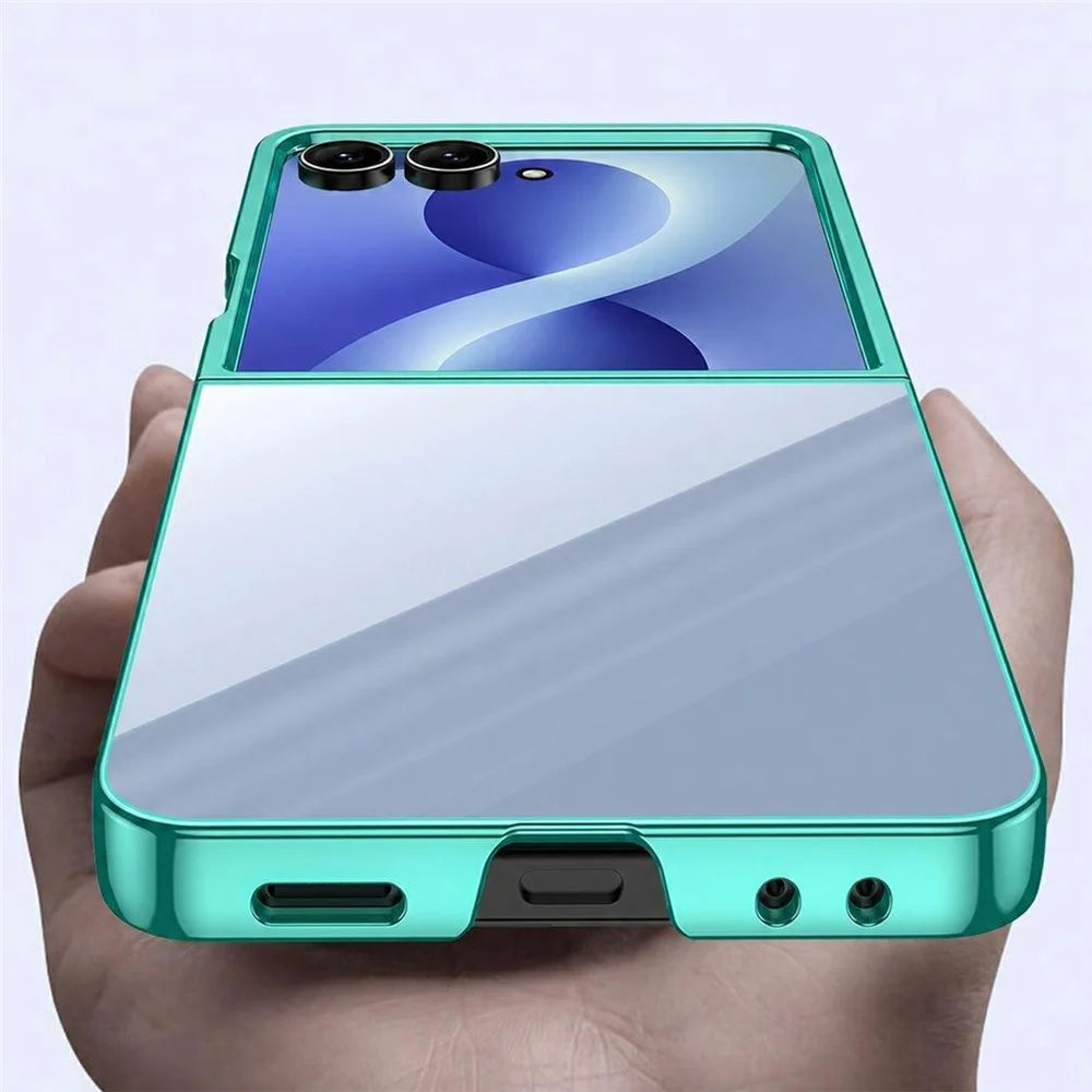 For Samsung Galaxy Z Flip8 Case Electroplated Frame Hard PC Clear Phone Cover - Black - 5