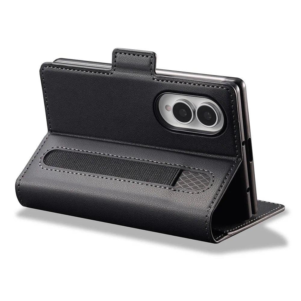 LC.IMEEKE L1 Series for Samsung Galaxy Z Fold8 Case PU Leather Wallet Stand Protective Phone Cover - Black - 4