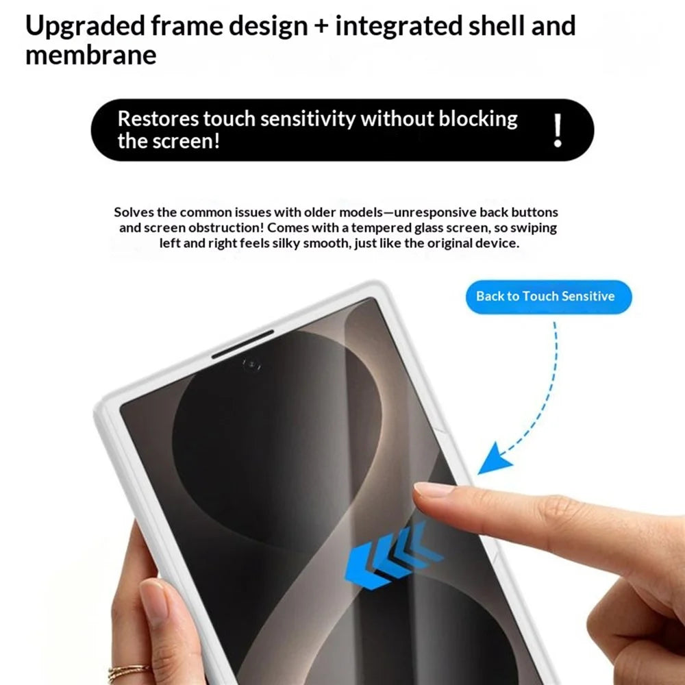 For Samsung Galaxy Z Fold8 Case Magnetic Hinge Kickstand Leather + PC Phone Cover with Tempered Glass Film - Black - 3