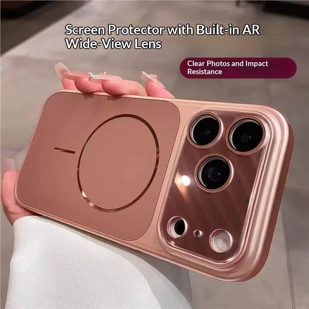 For iPhone 17 Pro Max Magnetic Case AG Matte PC + TPU Shockproof Phone Cover with Lens Film - Orange - 3