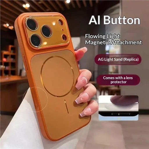 For iPhone 17 Pro Magnetic Case AG Matte PC + TPU Shockproof Phone Cover with Lens Film - Orange - 2
