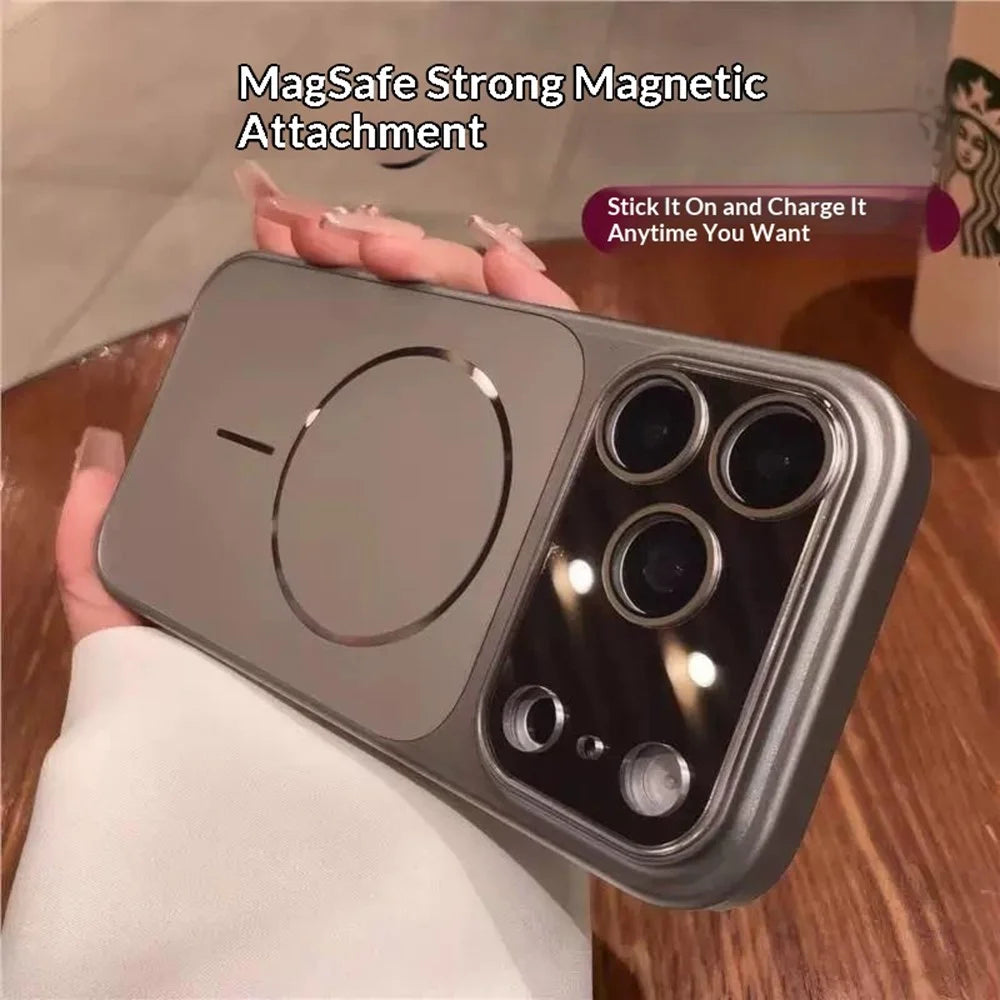 For iPhone 17 Pro Magnetic Case AG Matte PC + TPU Shockproof Phone Cover with Lens Film - Orange - 5