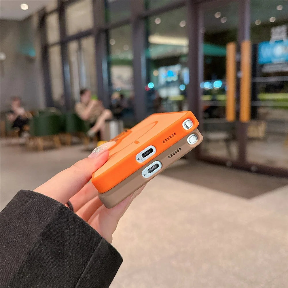 For Samsung Galaxy S25 Ultra Magnetic Case PC + TPU Dual-Layer Shockproof Cover with Metal Camera Frame - Orange - 5
