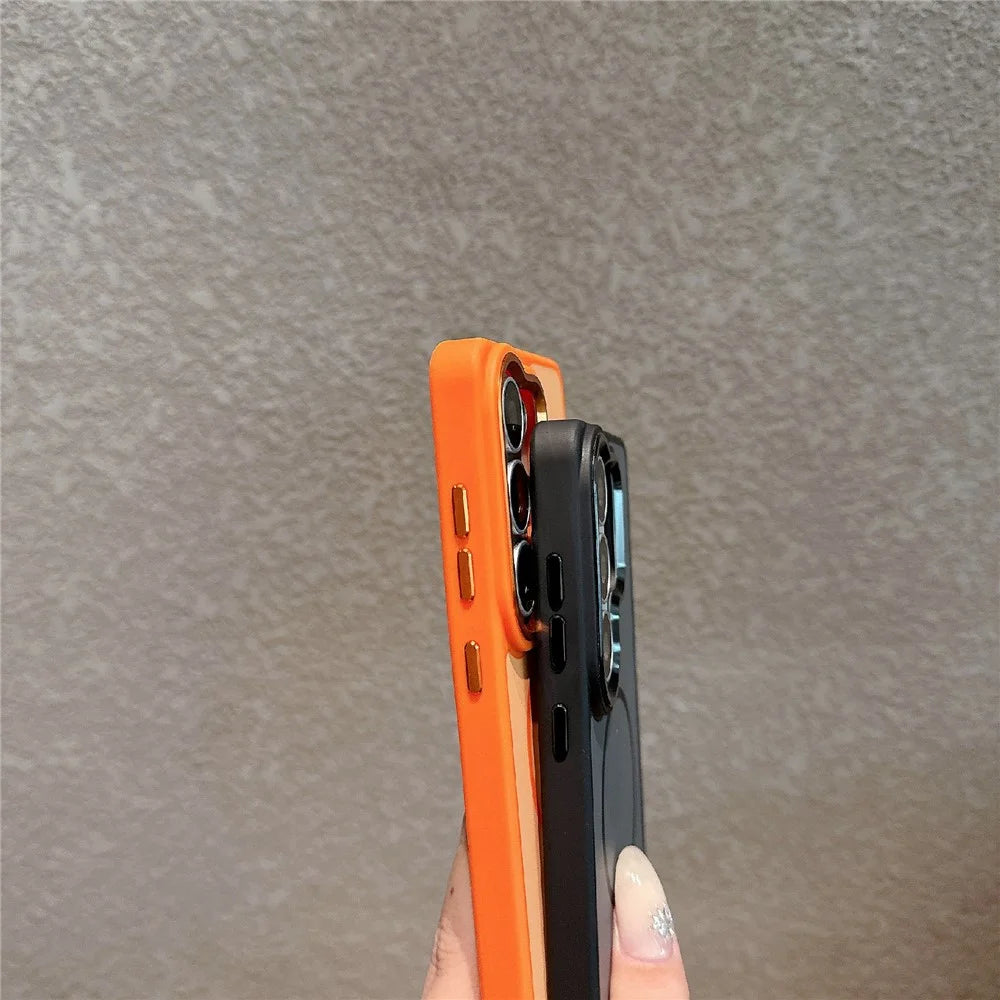 For Samsung Galaxy S26 Ultra Magnetic Case with Lanyard Skin-Feel PC + TPU Shockproof Phone Cover - Orange - 4