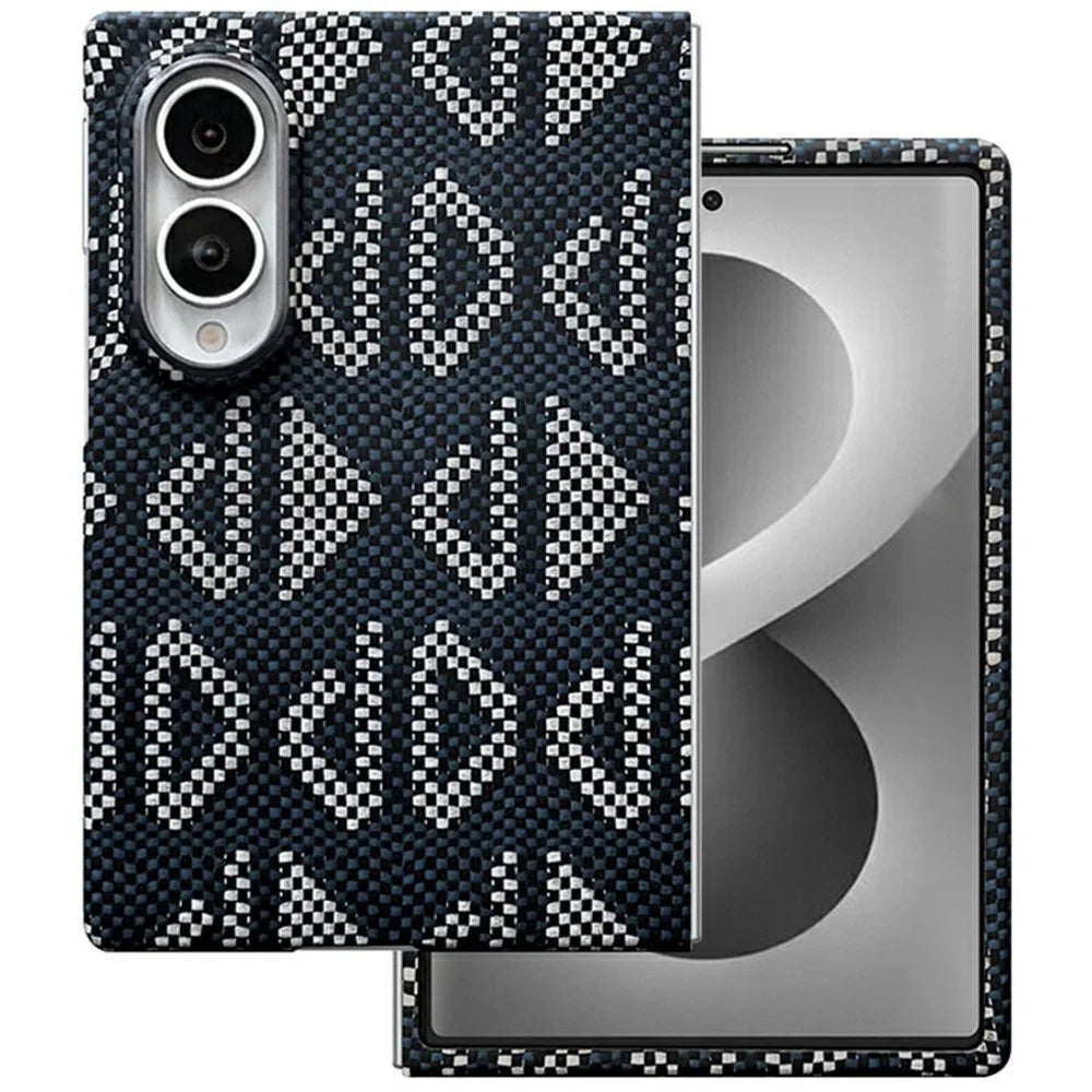 For Samsung Galaxy Z Fold8 Magnetic Case Geometric Pattern Aramid Fiber Phone Cover with Metal Lens Frame  /  Front Frame - 1