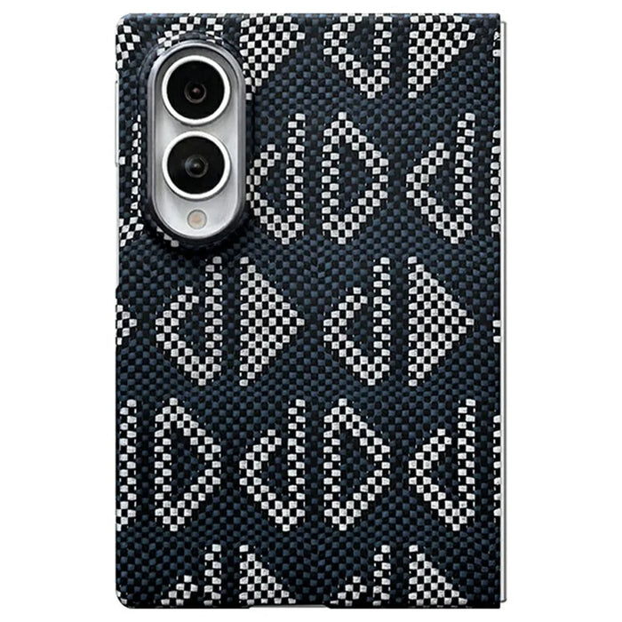 For Samsung Galaxy Z Fold8 Magnetic Case Geometric Pattern Aramid Fiber Phone Cover with Metal Lens Frame - 1