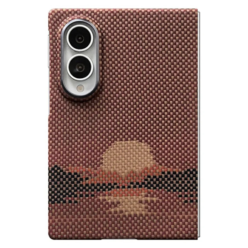 For Samsung Galaxy Z Fold8 Magnetic Case Large Camera Cutout Aramid Fiber Phone Cover with Metal Lens Frame - Sun - 1