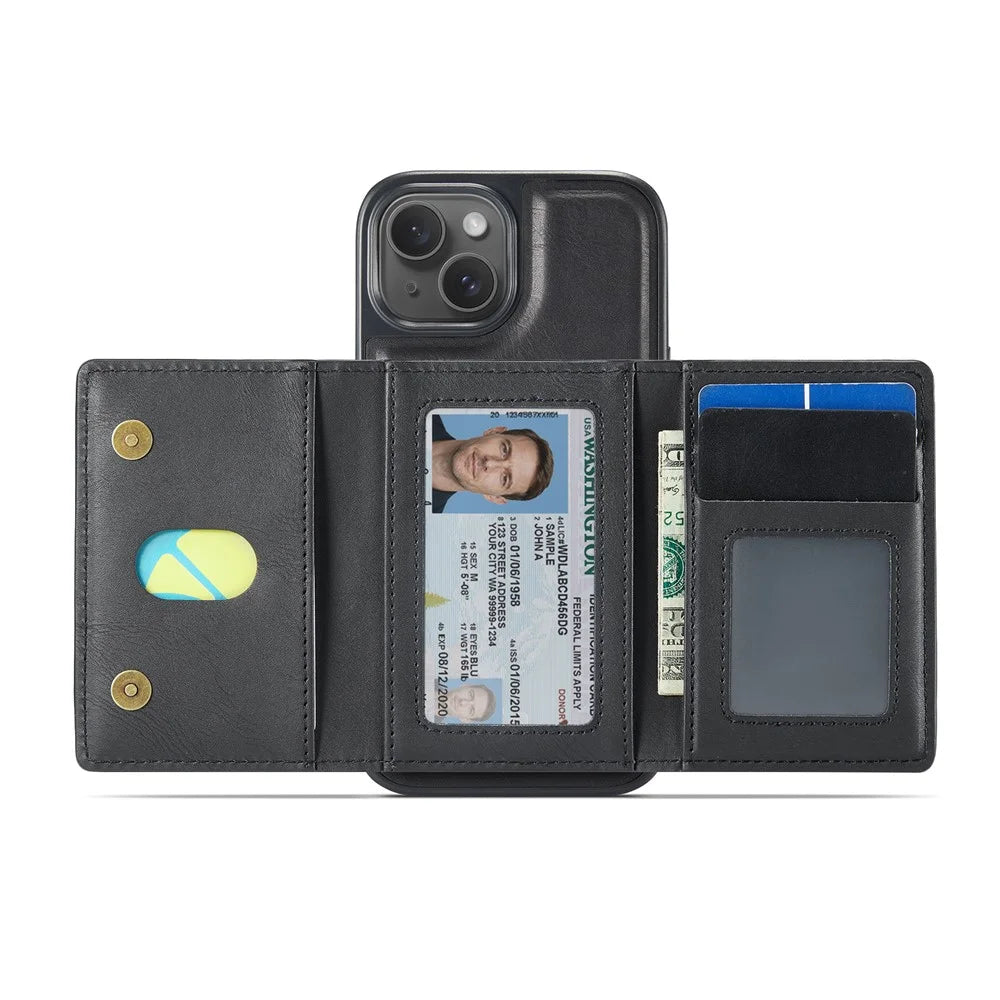 MAGKING K4 Series For iPhone 15 Plus Magnetic Case Detachable Wallet PU TPU PC Phone Cover - Black - 2