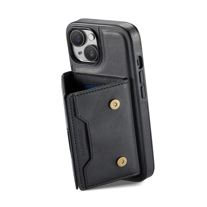 MAGKING K4 Series For iPhone 15 Plus Magnetic Case Detachable Wallet PU TPU PC Phone Cover - Black - 3