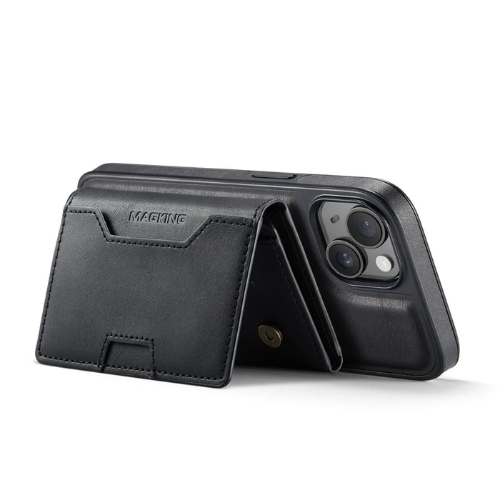 MAGKING K4 Series For iPhone 15 Plus Magnetic Case Detachable Wallet PU TPU PC Phone Cover - Black - 4