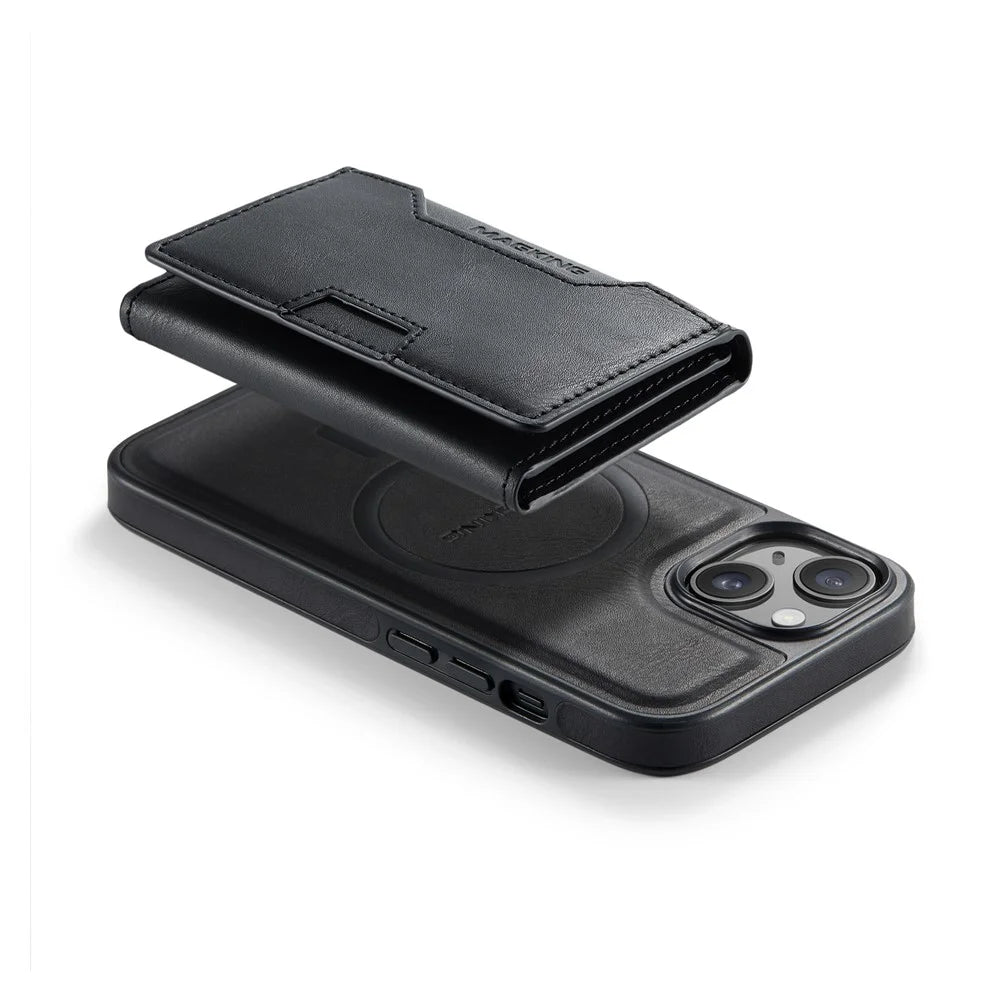 MAGKING K4 Series For iPhone 15 Plus Magnetic Case Detachable Wallet PU TPU PC Phone Cover - Black - 5