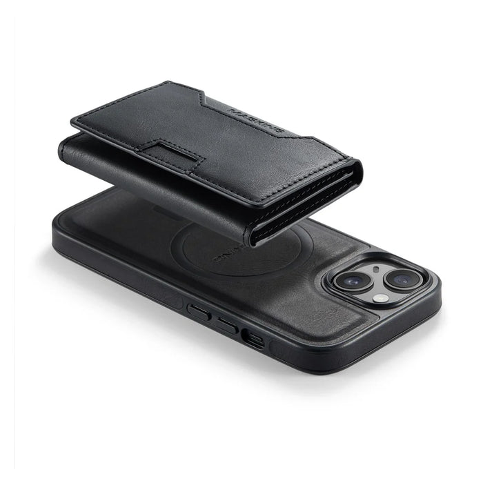 MAGKING K4 Series For iPhone 15 Plus Magnetic Case Detachable Wallet PU TPU PC Phone Cover - Black - 5