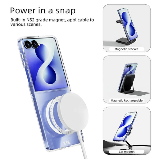 ABEEL for Samsung Galaxy Z Flip8 Magnetic Case Clear PC Anti Scratch Phone Cover - Transparent - 2