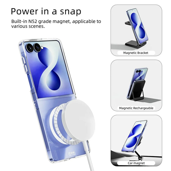 ABEEL for Samsung Galaxy Z Flip8 Magnetic Case Clear PC Anti Scratch Phone Cover - Transparent - 2